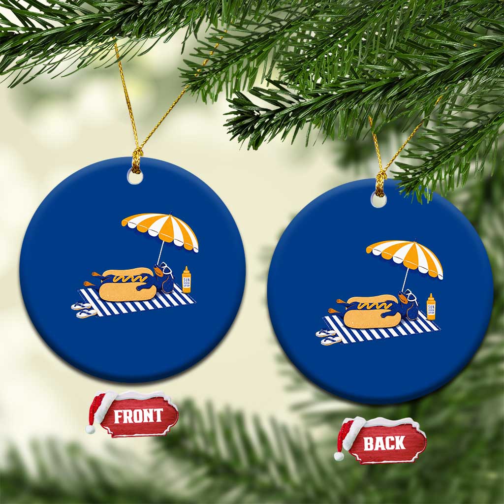 Funny Sausage Dog Ceramic Ornament Retro Summer Hot Dog Graphic Dachshund Dog Lover Gift