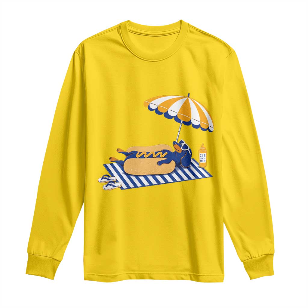 Funny Sausage Dog Long Sleeve Shirt Retro Summer Hot Dog Graphic Dachshund Dog Lover Gift