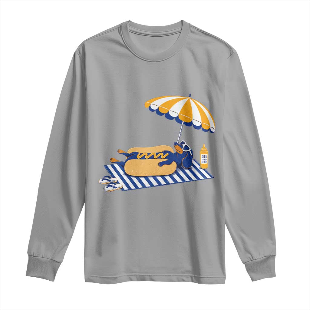 Funny Sausage Dog Long Sleeve Shirt Retro Summer Hot Dog Graphic Dachshund Dog Lover Gift