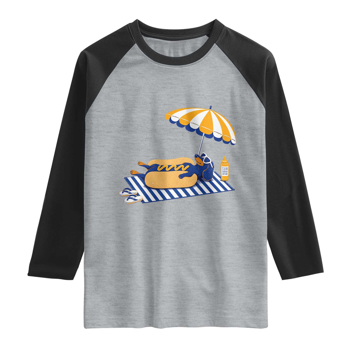 Funny Sausage Dog Raglan Shirt Retro Summer Hot Dog Graphic Dachshund Dog Lover Gift