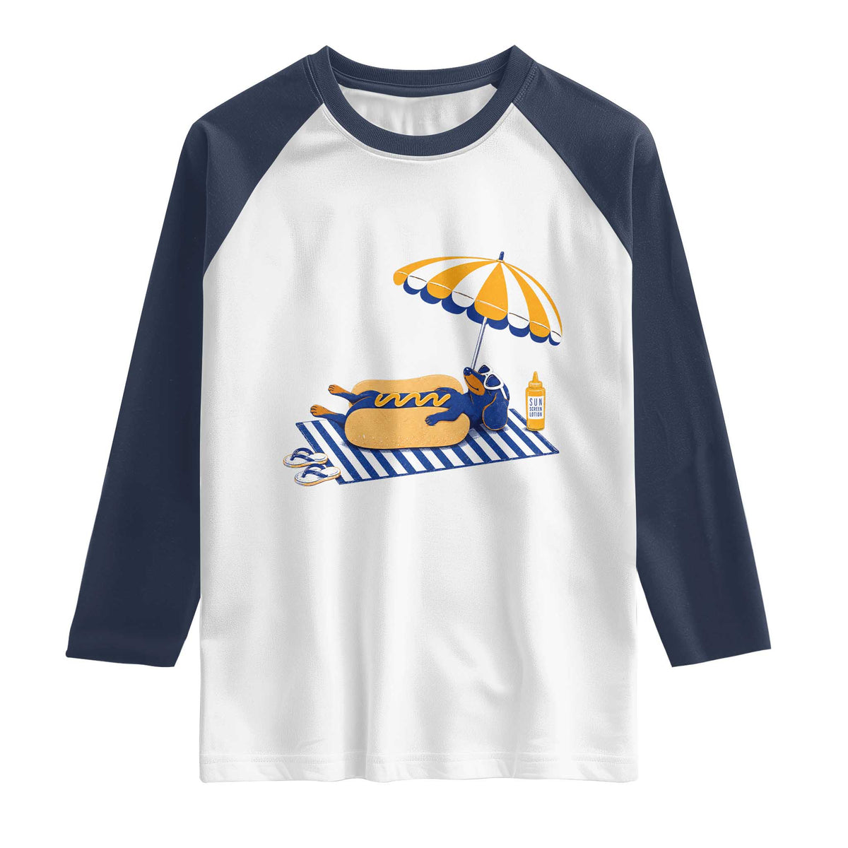 Funny Sausage Dog Raglan Shirt Retro Summer Hot Dog Graphic Dachshund Dog Lover Gift