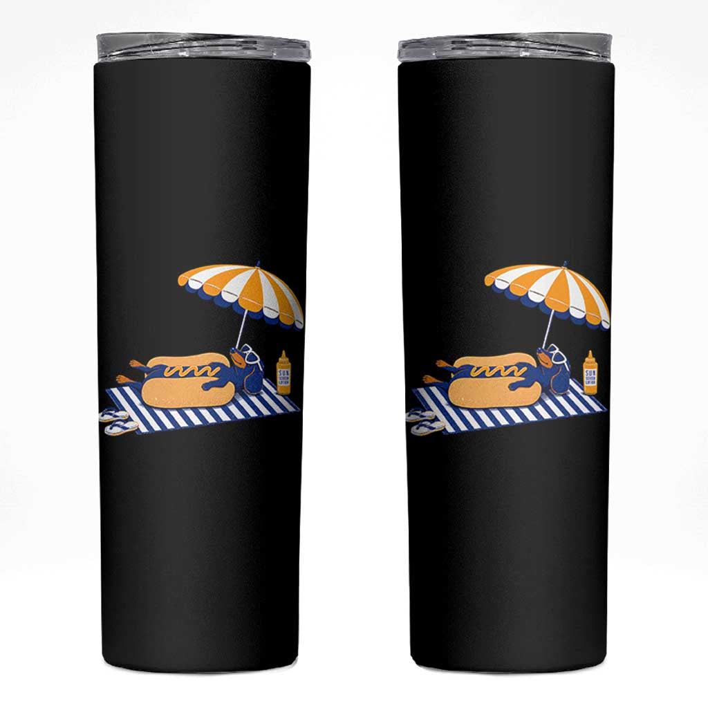 Funny Sausage Dog Skinny Tumbler Retro Summer Hot Dog Graphic Dachshund Dog Lover Gift