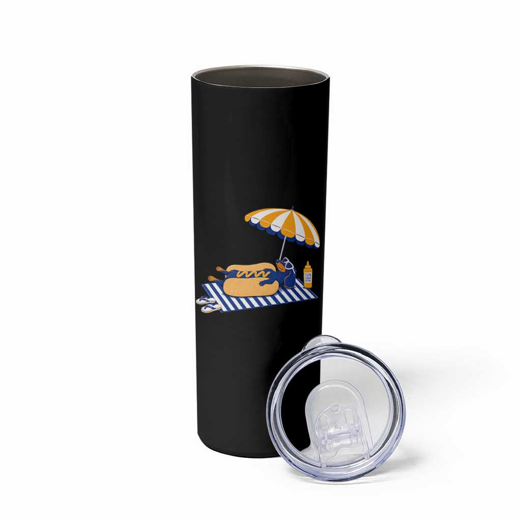 Funny Sausage Dog Skinny Tumbler Retro Summer Hot Dog Graphic Dachshund Dog Lover Gift