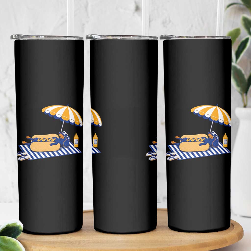 Funny Sausage Dog Skinny Tumbler Retro Summer Hot Dog Graphic Dachshund Dog Lover Gift