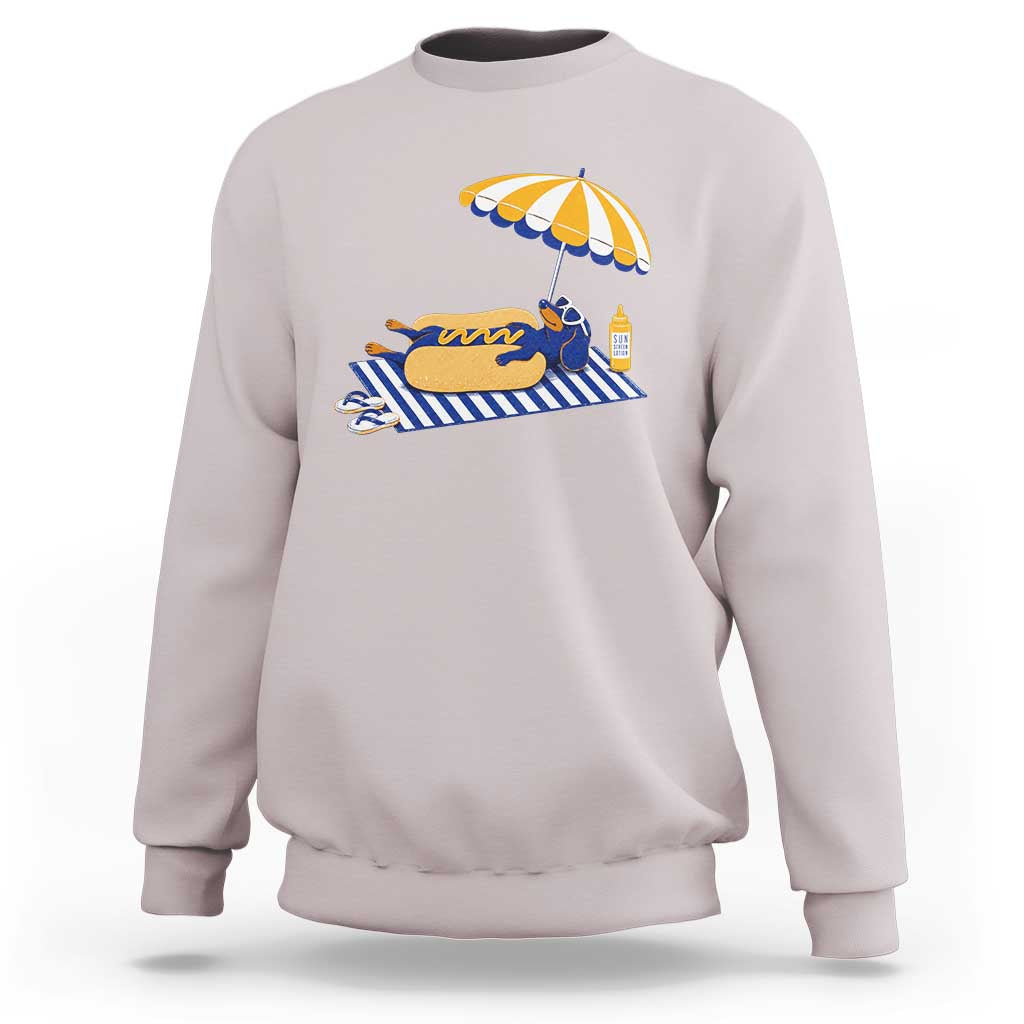 Funny Sausage Dog Sweatshirt Retro Summer Hot Dog Graphic Dachshund Dog Lover Gift