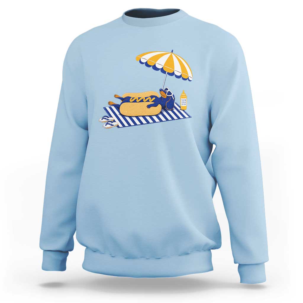 Funny Sausage Dog Sweatshirt Retro Summer Hot Dog Graphic Dachshund Dog Lover Gift