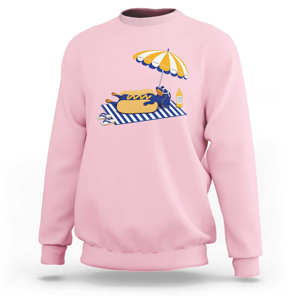 Funny Sausage Dog Sweatshirt Retro Summer Hot Dog Graphic Dachshund Dog Lover Gift