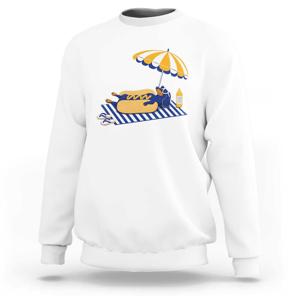 Funny Sausage Dog Sweatshirt Retro Summer Hot Dog Graphic Dachshund Dog Lover Gift