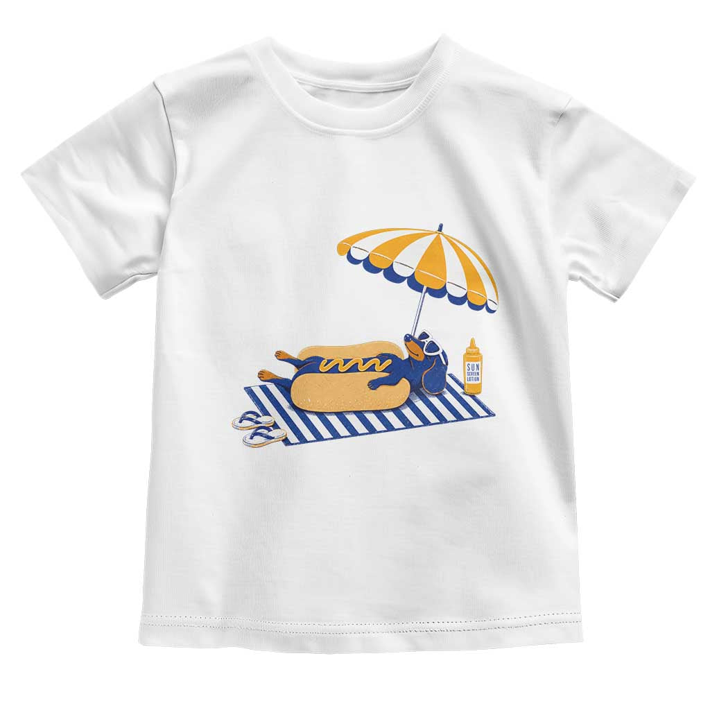 Funny Sausage Dog Toddler T Shirt Retro Summer Hot Dog Graphic Dachshund Dog Lover Gift
