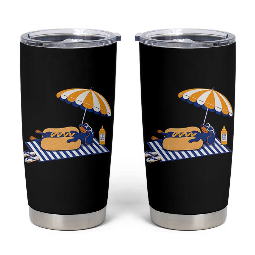 Funny Sausage Dog Tumbler Cup Retro Summer Hot Dog Graphic Dachshund Dog Lover Gift