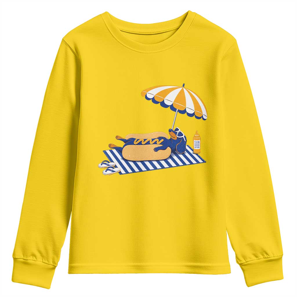 Funny Sausage Dog Youth Sweatshirt Retro Summer Hot Dog Graphic Dachshund Dog Lover Gift
