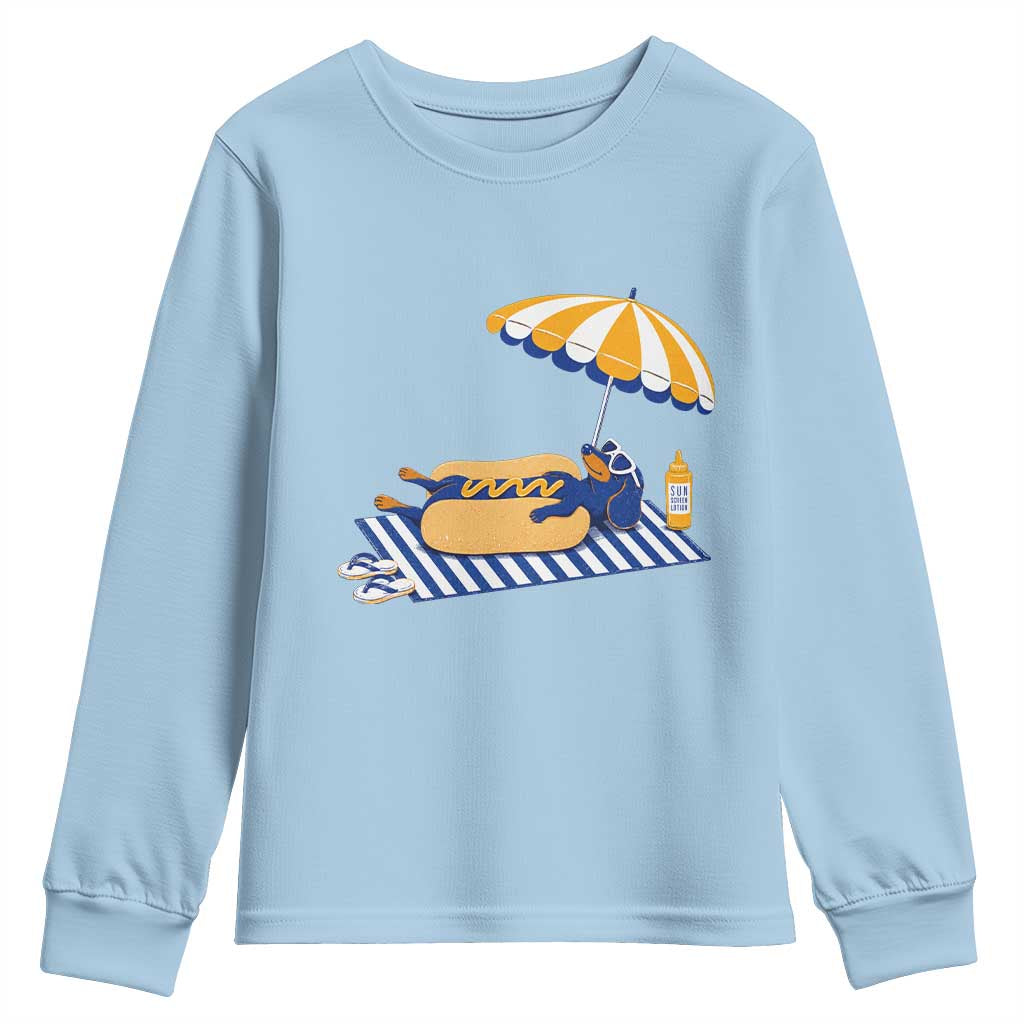 Funny Sausage Dog Youth Sweatshirt Retro Summer Hot Dog Graphic Dachshund Dog Lover Gift