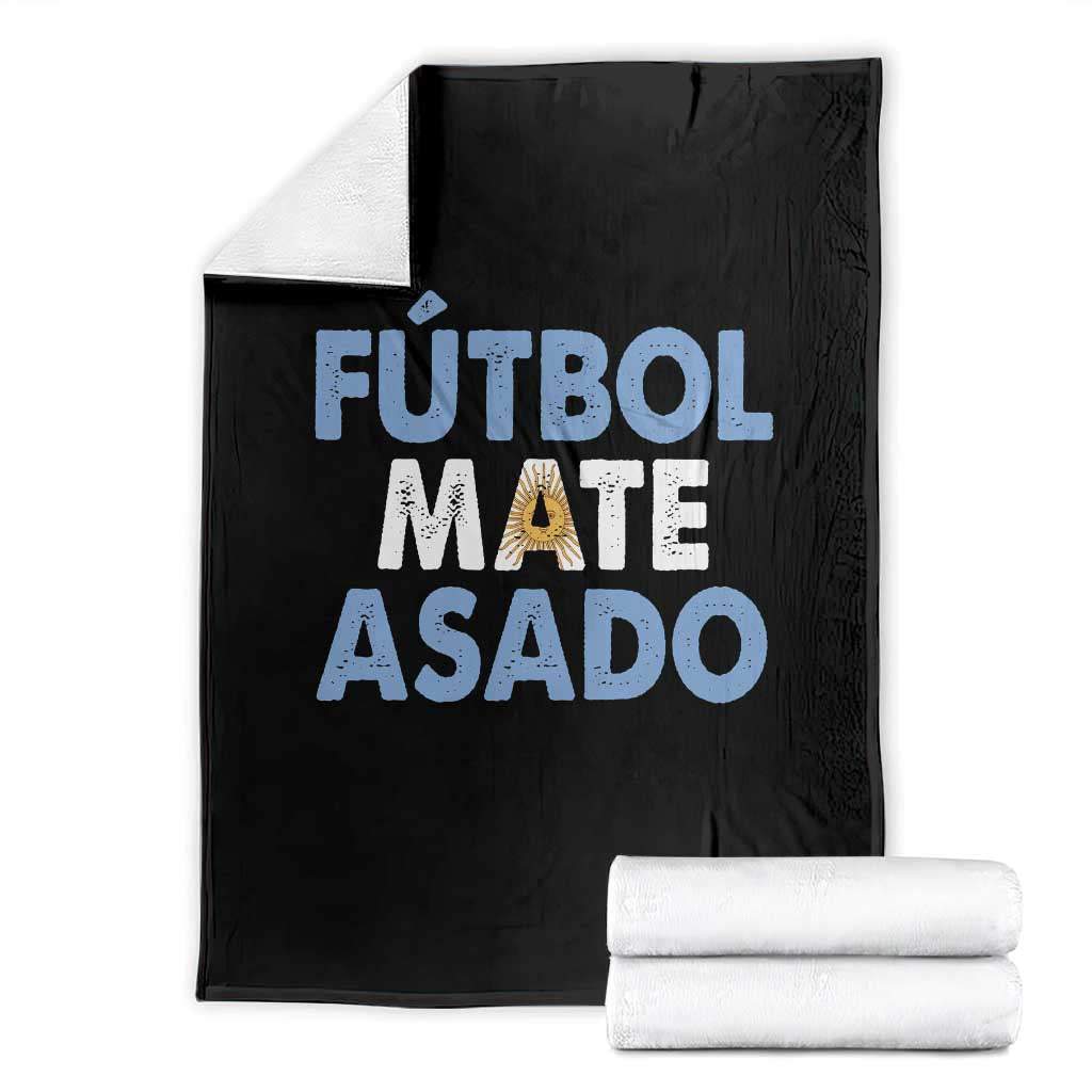 Futbol Mate Asado Argentina Soccer Fan Throw Blanket Argentinian Flag Pride Vintage Football Lovers