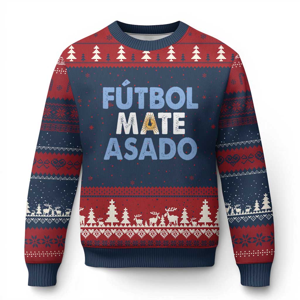 Futbol Mate Asado Argentina Soccer Fan Ugly Christmas Sweater Argentinian Flag Pride Vintage Football Lovers