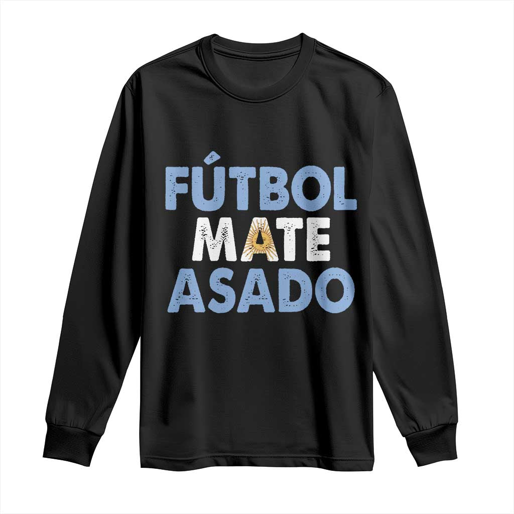 Futbol Mate Asado Argentina Soccer Fan Long Sleeve Shirt Argentinian Flag Pride Vintage Football Lovers