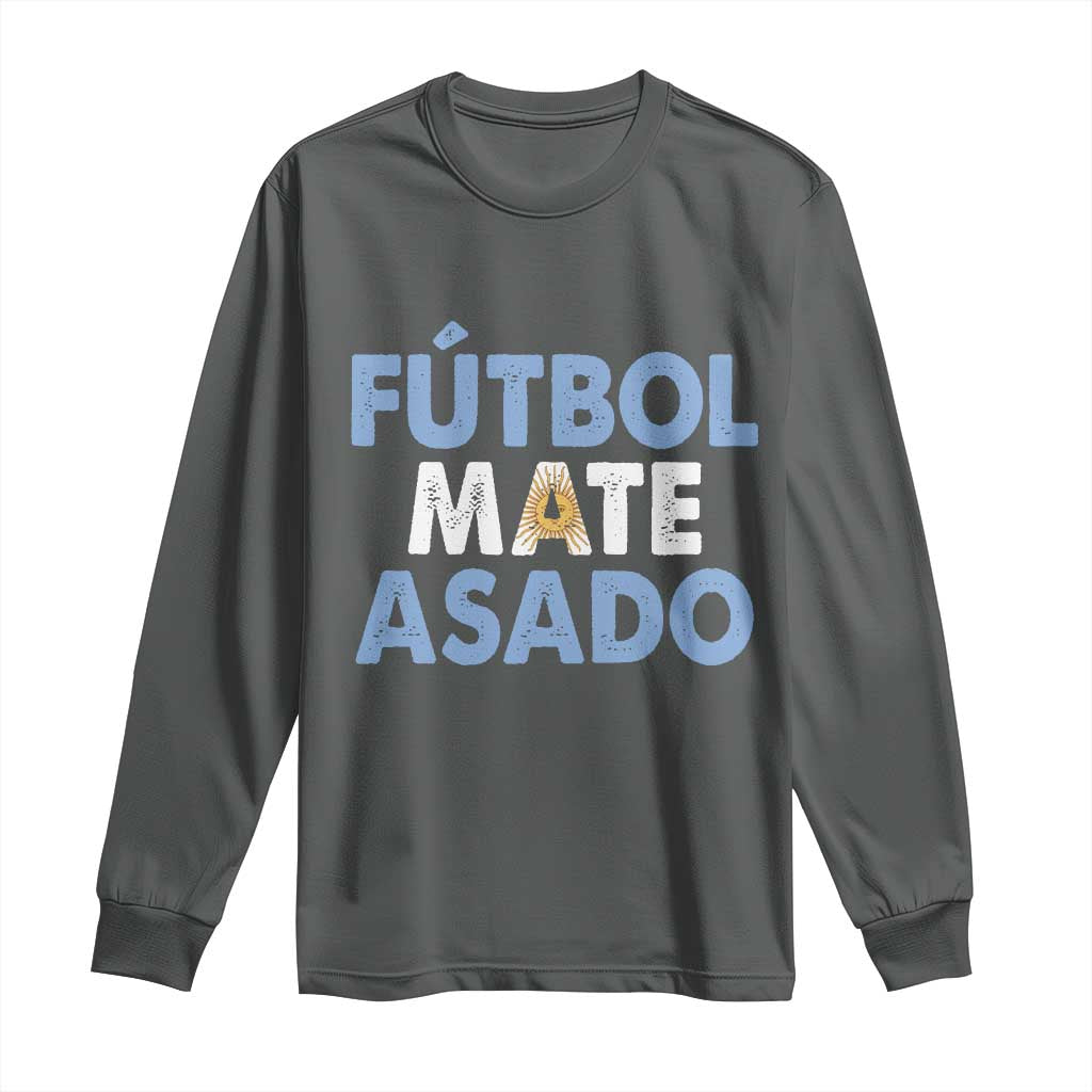 Futbol Mate Asado Argentina Soccer Fan Long Sleeve Shirt Argentinian Flag Pride Vintage Football Lovers