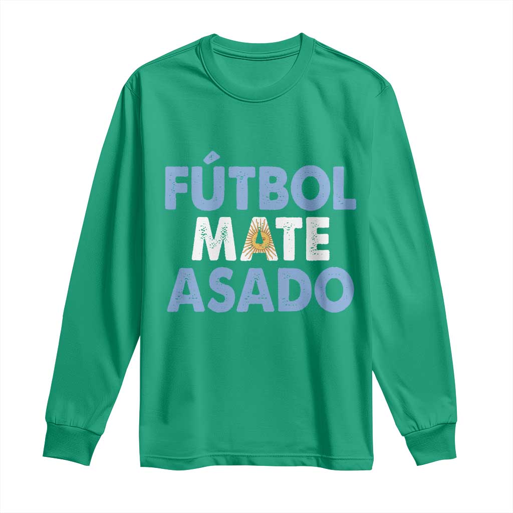Futbol Mate Asado Argentina Soccer Fan Long Sleeve Shirt Argentinian Flag Pride Vintage Football Lovers