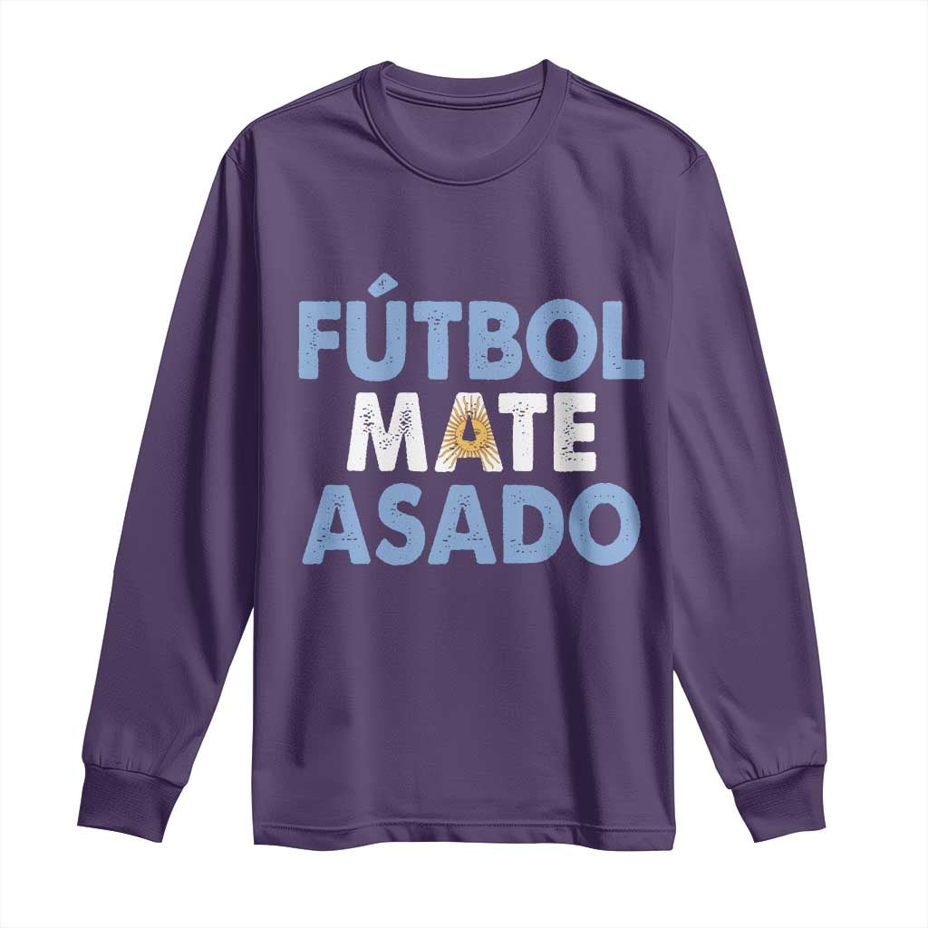 Futbol Mate Asado Argentina Soccer Fan Long Sleeve Shirt Argentinian Flag Pride Vintage Football Lovers