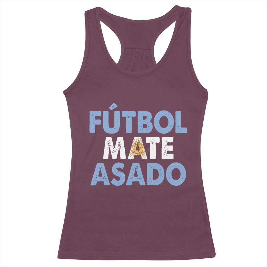 Futbol Mate Asado Argentina Soccer Fan Racerback Tank Top Argentinian Flag Pride Vintage Football Lovers