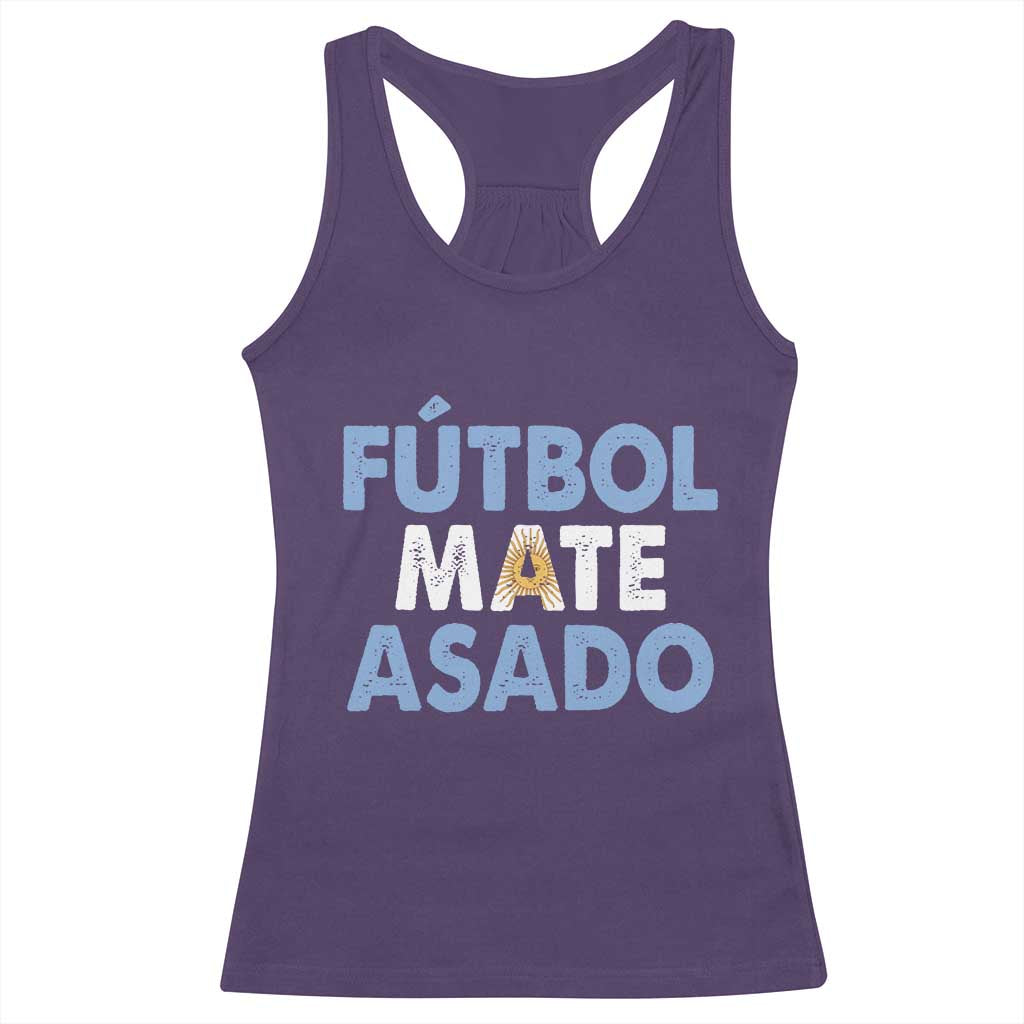 Futbol Mate Asado Argentina Soccer Fan Racerback Tank Top Argentinian Flag Pride Vintage Football Lovers