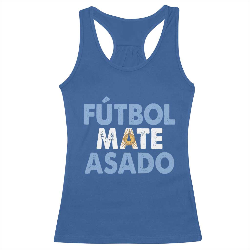 Futbol Mate Asado Argentina Soccer Fan Racerback Tank Top Argentinian Flag Pride Vintage Football Lovers