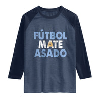 Futbol Mate Asado Argentina Soccer Fan Raglan Shirt Argentinian Flag Pride Vintage Football Lovers