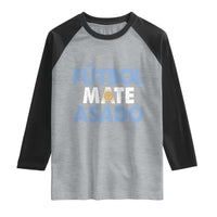 Futbol Mate Asado Argentina Soccer Fan Raglan Shirt Argentinian Flag Pride Vintage Football Lovers