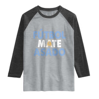 Futbol Mate Asado Argentina Soccer Fan Raglan Shirt Argentinian Flag Pride Vintage Football Lovers