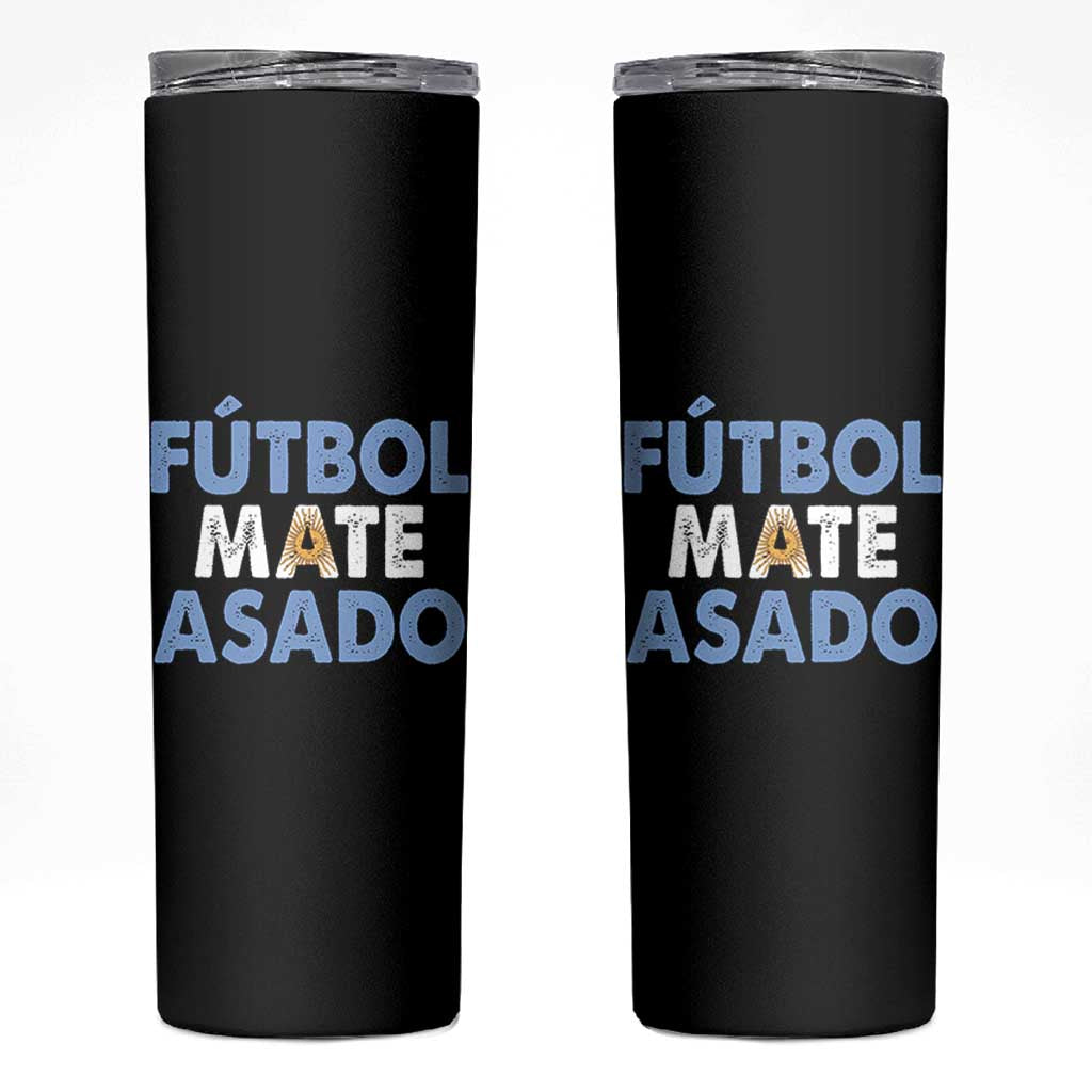 Futbol Mate Asado Argentina Soccer Fan Skinny Tumbler Argentinian Flag Pride Vintage Football Lovers