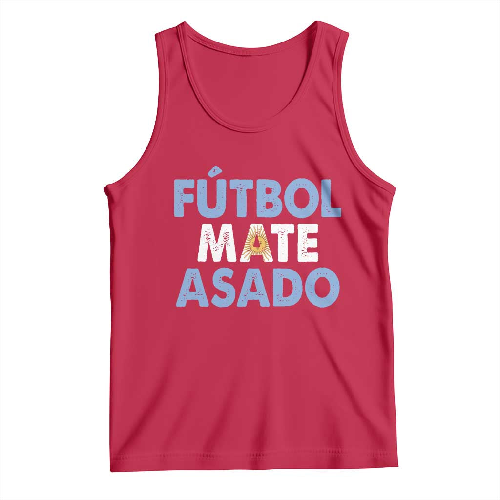 Futbol Mate Asado Argentina Soccer Fan Tank Top Argentinian Flag Pride Vintage Football Lovers