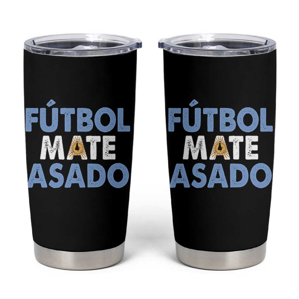 Futbol Mate Asado Argentina Soccer Fan Tumbler Cup Argentinian Flag Pride Vintage Football Lovers