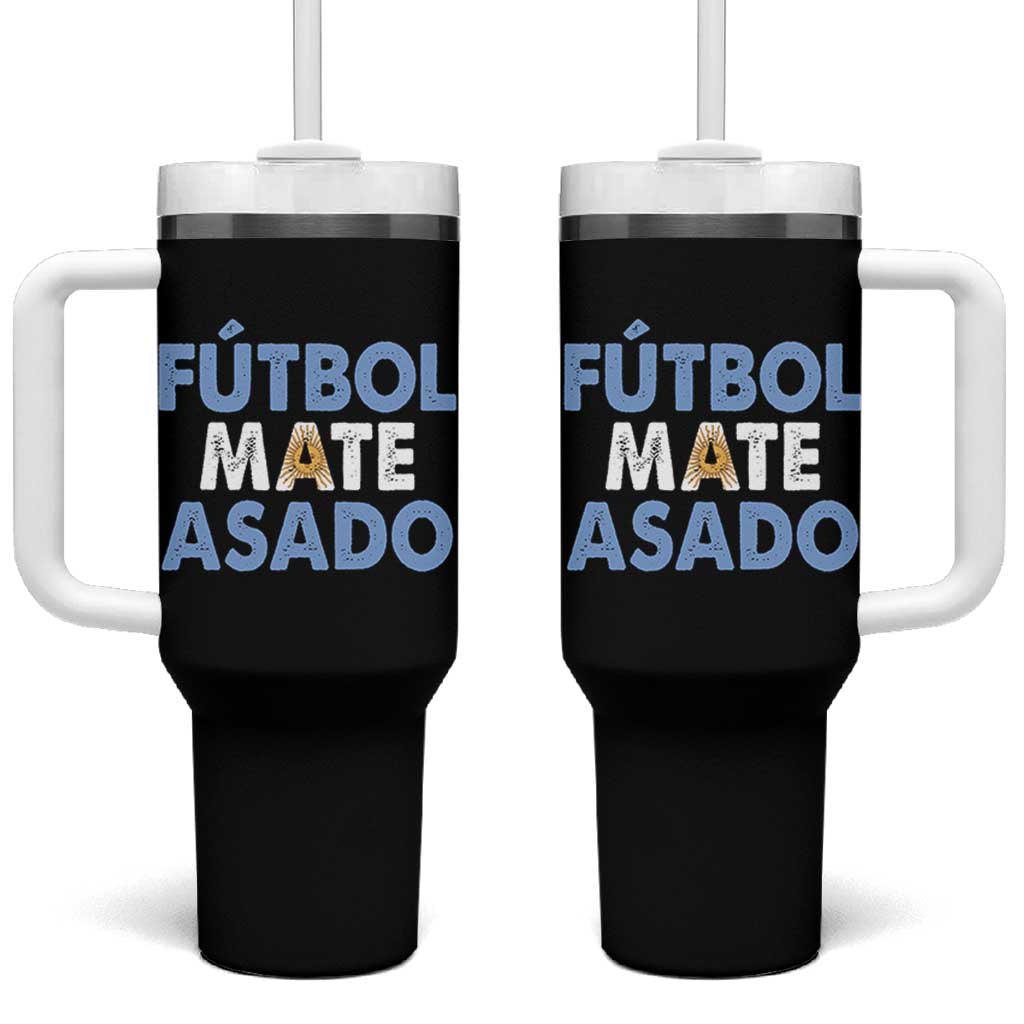 Futbol Mate Asado Argentina Soccer Fan Tumbler With Handle Argentinian Flag Pride Vintage Football Lovers