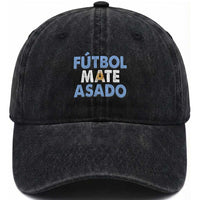 Futbol Mate Asado Argentina Soccer Fan Washed Cotton Baseball Cap Argentinian Flag Pride Vintage Football Lovers