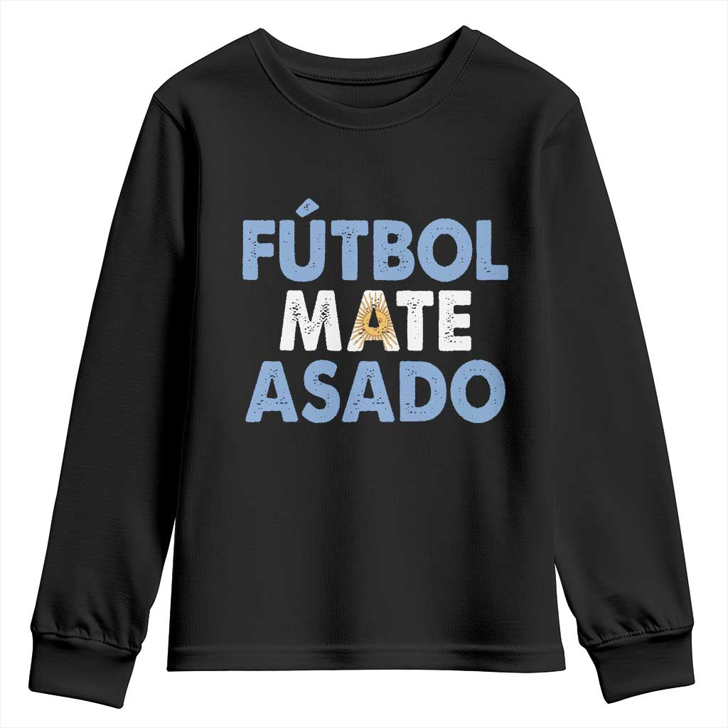 Futbol Mate Asado Argentina Soccer Fan Youth Sweatshirt Argentinian Flag Pride Vintage Football Lovers