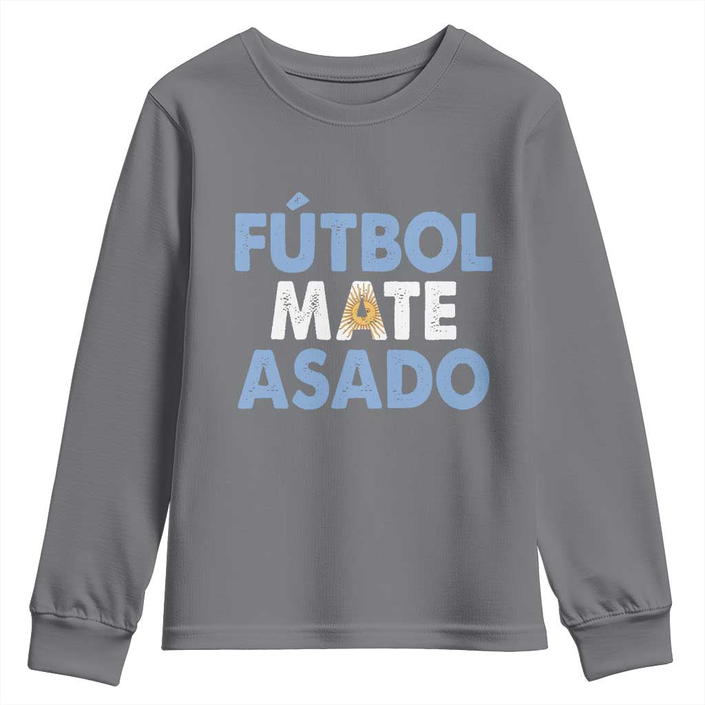 Futbol Mate Asado Argentina Soccer Fan Youth Sweatshirt Argentinian Flag Pride Vintage Football Lovers