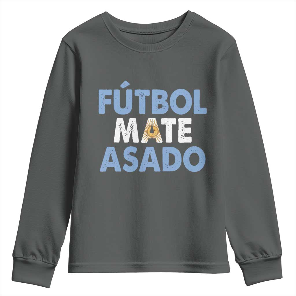 Futbol Mate Asado Argentina Soccer Fan Youth Sweatshirt Argentinian Flag Pride Vintage Football Lovers