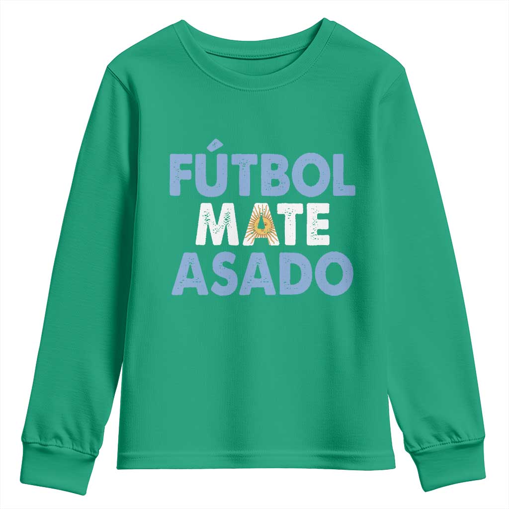 Futbol Mate Asado Argentina Soccer Fan Youth Sweatshirt Argentinian Flag Pride Vintage Football Lovers