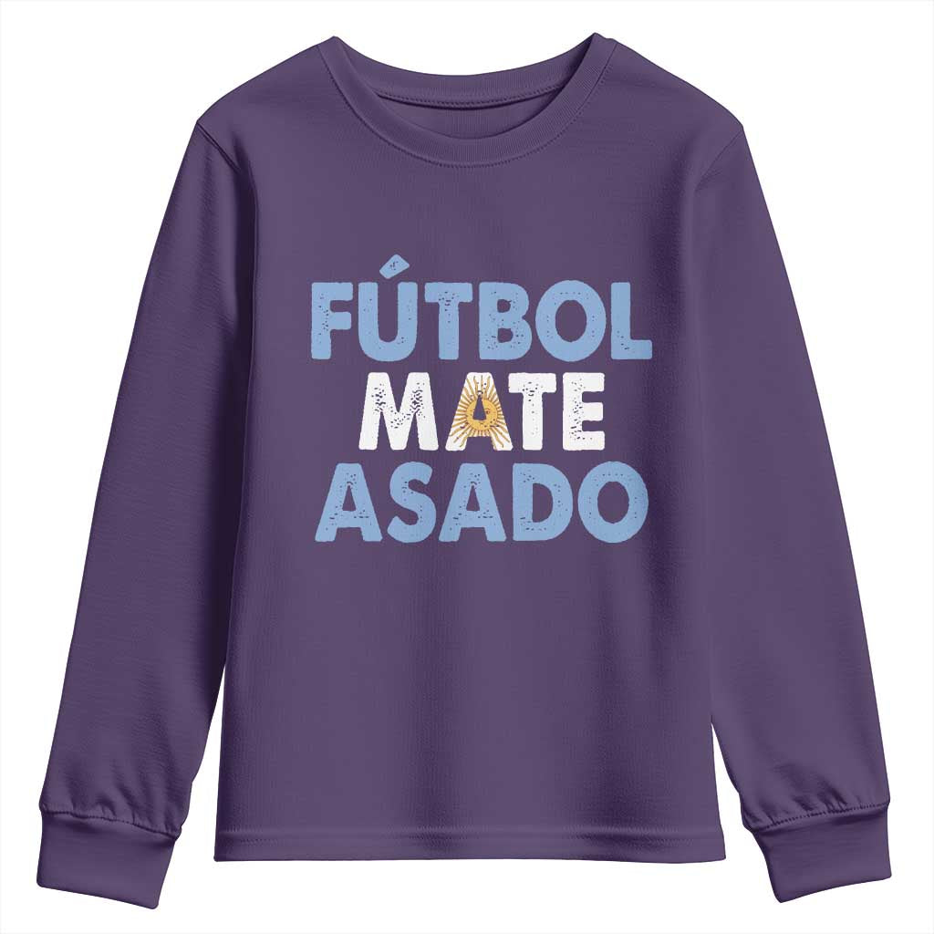 Futbol Mate Asado Argentina Soccer Fan Youth Sweatshirt Argentinian Flag Pride Vintage Football Lovers
