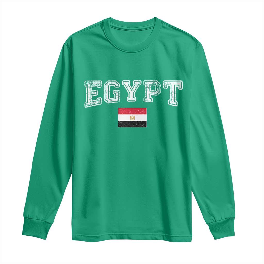 Vintage Egypt Long Sleeve Shirt Distressed Flag Patriotic Football Fan Pride Gift for Egyptians