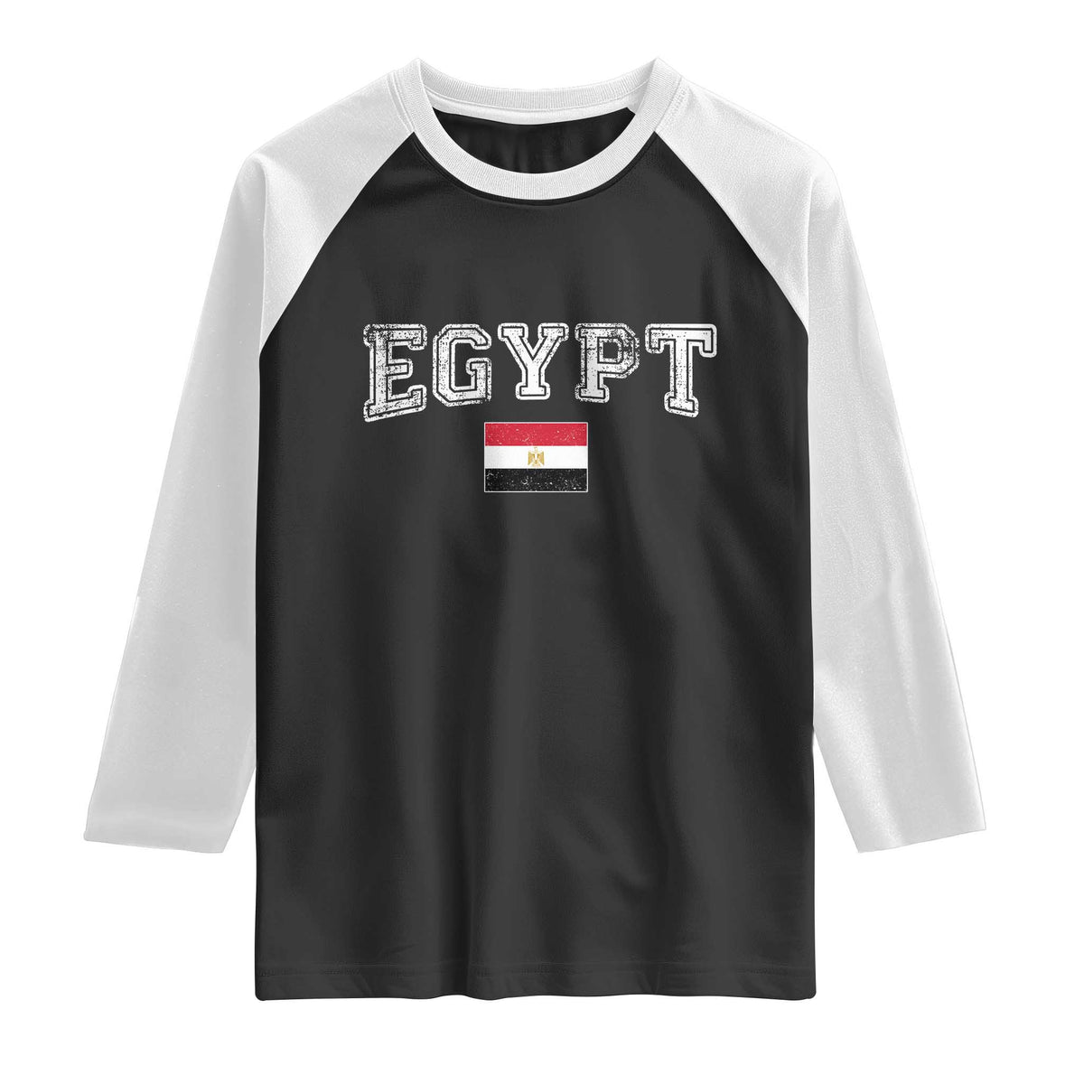 Vintage Egypt Raglan Shirt Distressed Flag Patriotic Football Fan Pride Gift for Egyptians