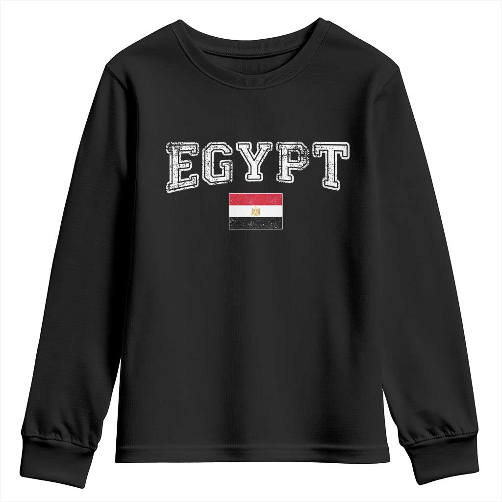 Vintage Egypt Youth Sweatshirt Distressed Flag Patriotic Football Fan Pride Gift for Egyptians