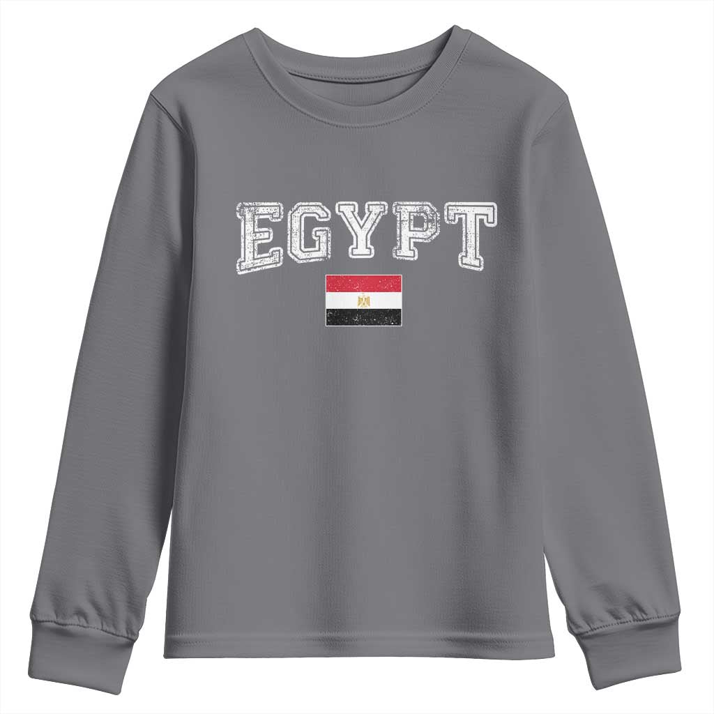 Vintage Egypt Youth Sweatshirt Distressed Flag Patriotic Football Fan Pride Gift for Egyptians