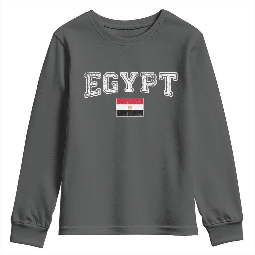 Vintage Egypt Youth Sweatshirt Distressed Flag Patriotic Football Fan Pride Gift for Egyptians