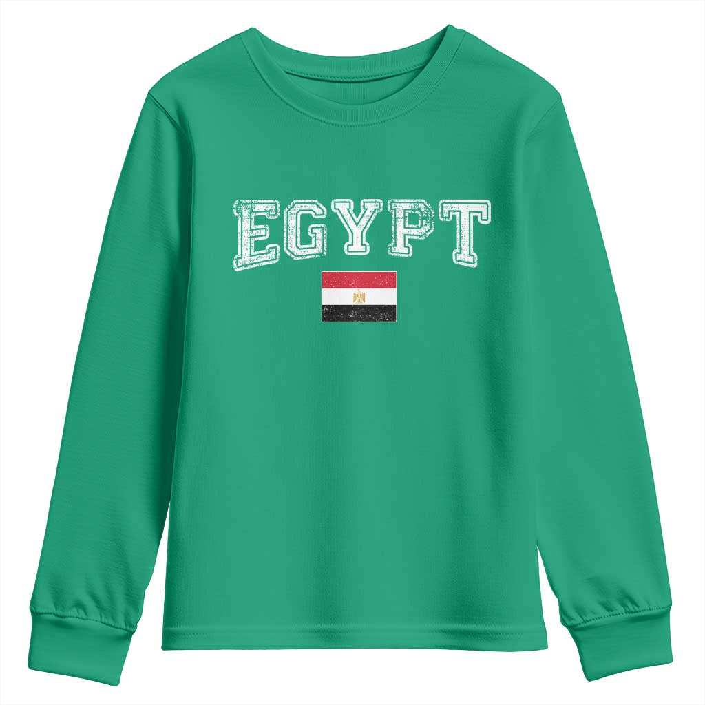 Vintage Egypt Youth Sweatshirt Distressed Flag Patriotic Football Fan Pride Gift for Egyptians