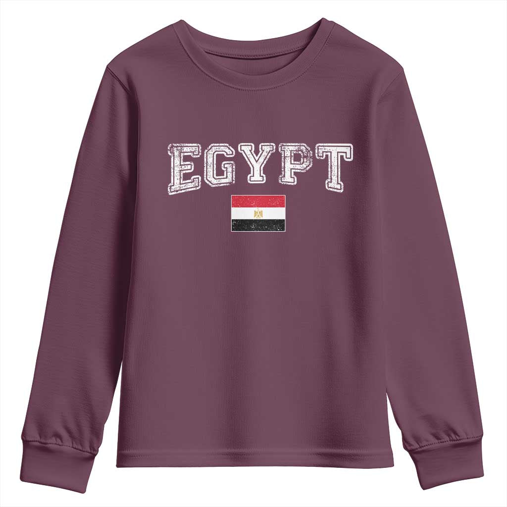 Vintage Egypt Youth Sweatshirt Distressed Flag Patriotic Football Fan Pride Gift for Egyptians