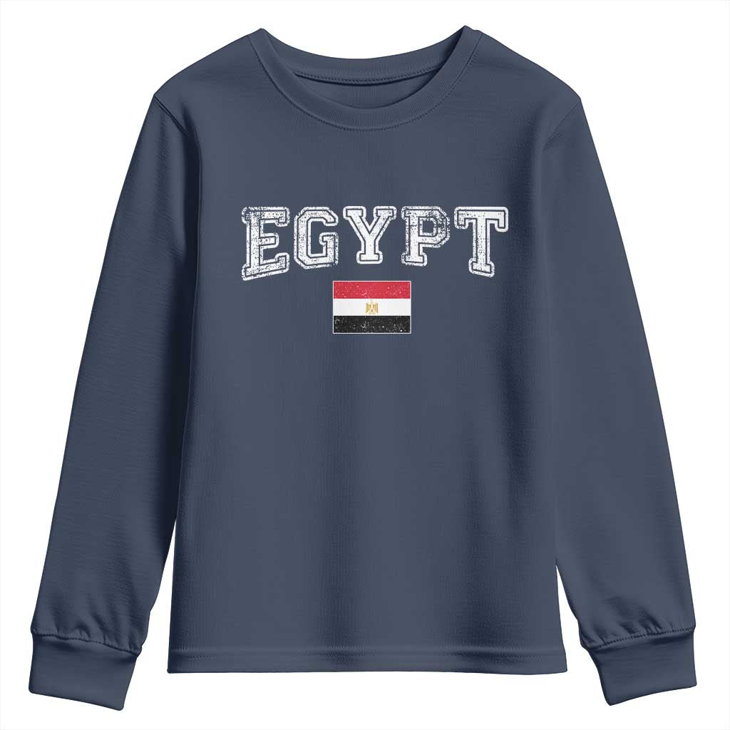 Vintage Egypt Youth Sweatshirt Distressed Flag Patriotic Football Fan Pride Gift for Egyptians
