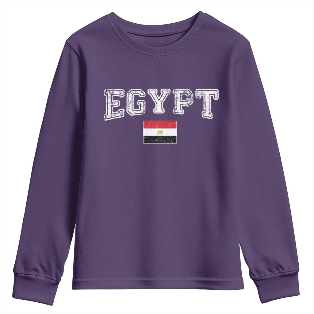 Vintage Egypt Youth Sweatshirt Distressed Flag Patriotic Football Fan Pride Gift for Egyptians