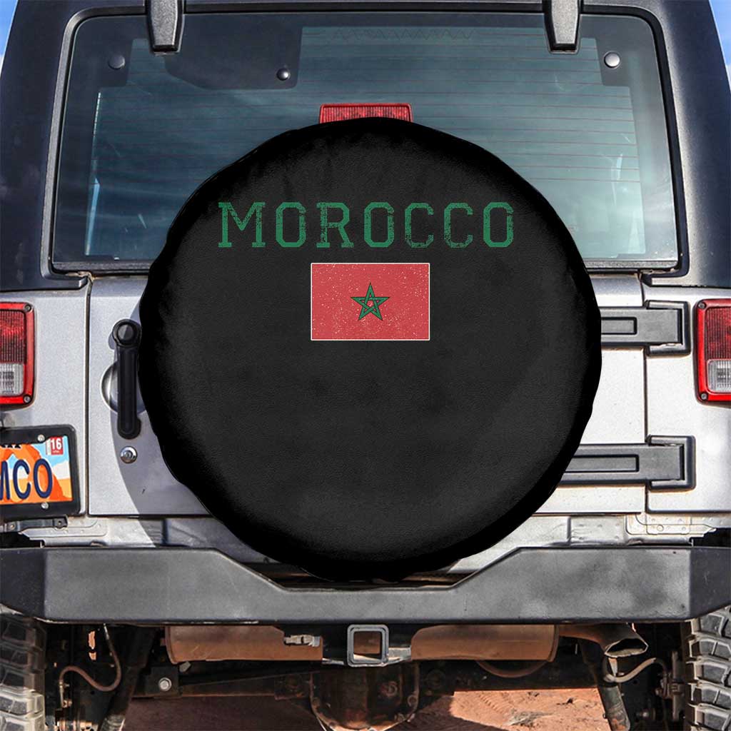 Vintage Morocco Flag Spare Tire Cover Distressed Graphic Heritage Pride Gift for Moroccan