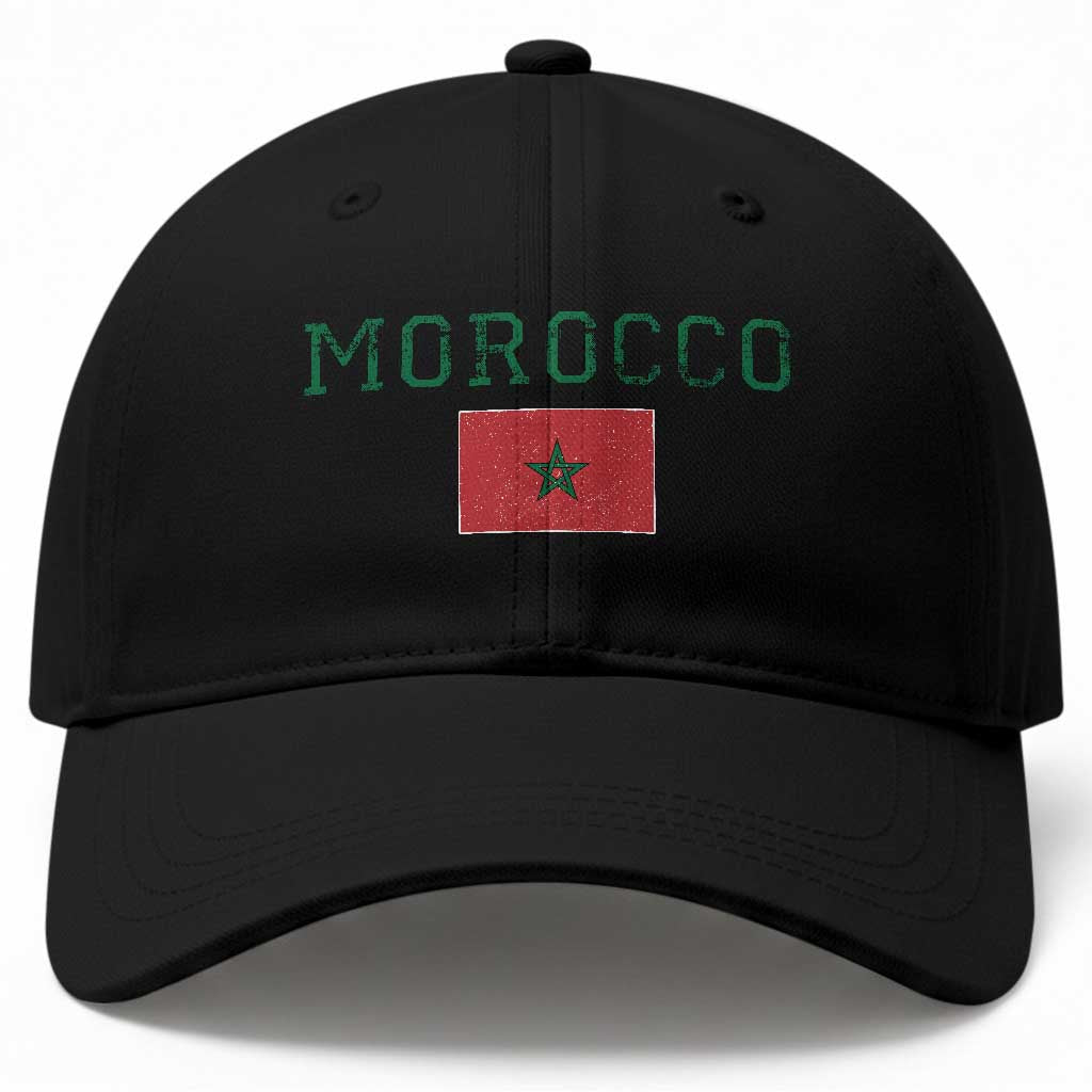 Vintage Morocco Flag Baseball Cap Distressed Graphic Heritage Pride Gift for Moroccan