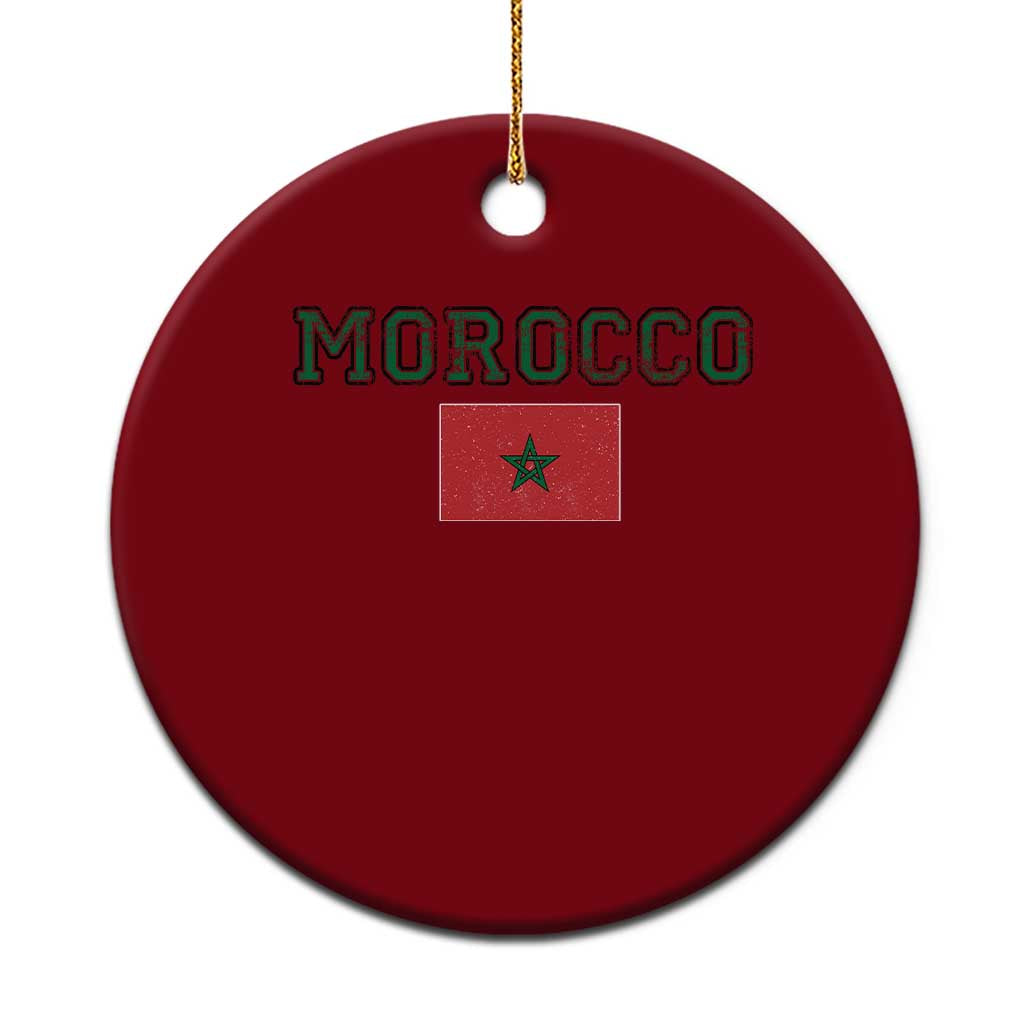 Vintage Morocco Flag Ceramic Ornament Distressed Graphic Heritage Pride Gift for Moroccan